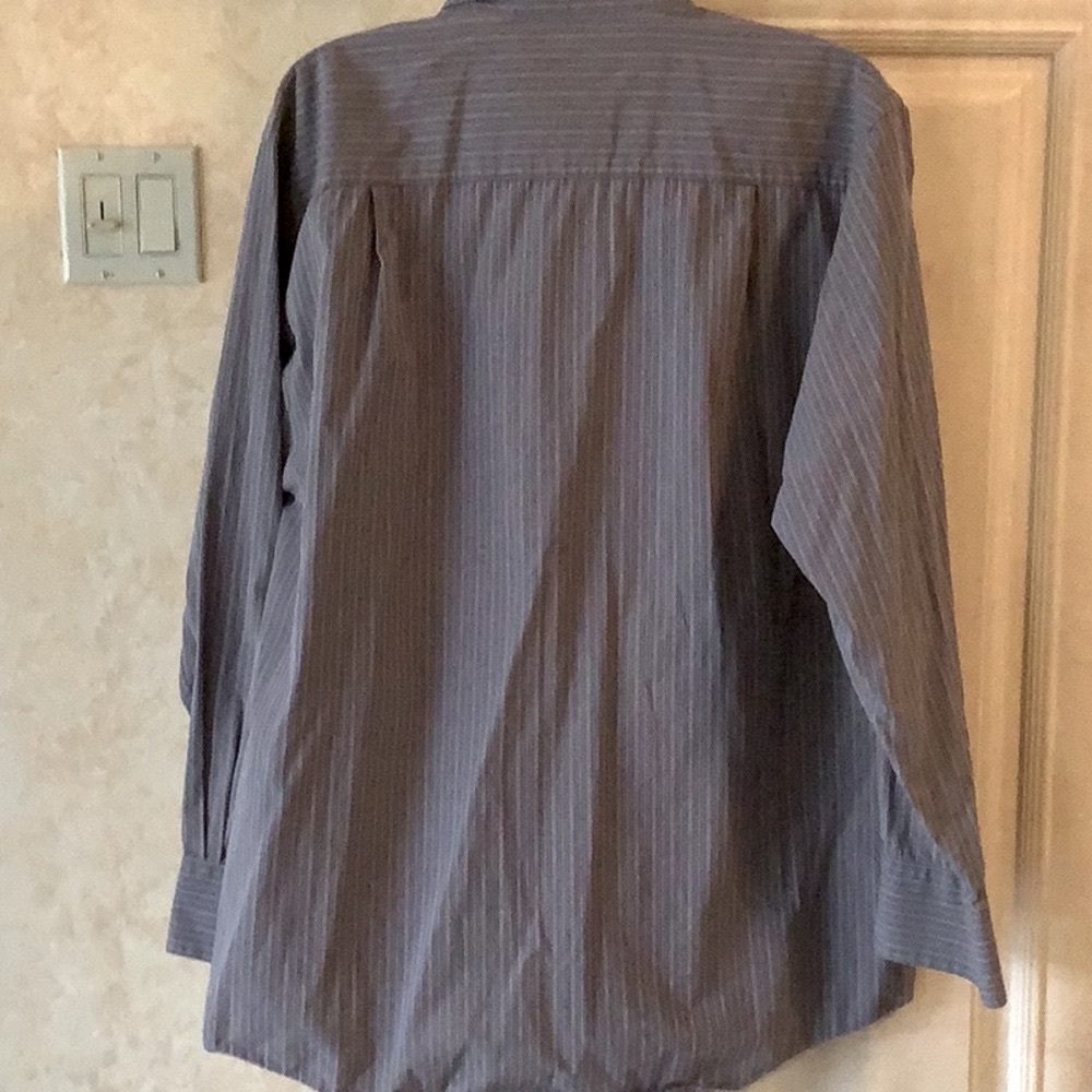 Calvin Klein Cotton Gray Stripe Dress Casual Long Sleeve Mens Shirt 17 1/2 34/35 - Picture 3 of 4